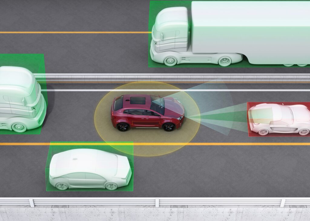 道路を走る自動運転車両のイメージ